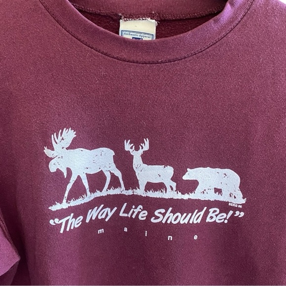 LEE VTG MAINE Crewneck Sweatshirt size small souvenir maine outdoorsy top unisex - Picture 3 of 6